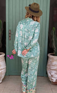 Luxury Bamboo Silk Pyjama Set - Malachite Green Mosaic