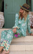 Luxury Bamboo Silk Pyjama Set - Malachite Green Mosaic
