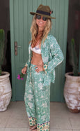 Luxury Bamboo Silk Pyjama Set - Malachite Green Mosaic