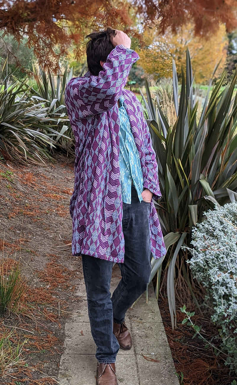 Purple Haze Organic Cotton Kimono Dressing Gown Coat