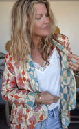 Bamboo Silk Reversible Shawl Blazer - Tunisia & Lava Lamp