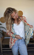 Bamboo Silk Reversible Shawl Blazer - Tunisia & Lava Lamp