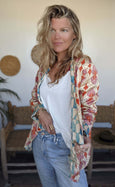 Bamboo Silk Reversible Shawl Blazer - Tunisia & Lava Lamp