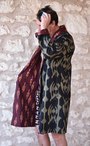 Salamanda & Port Ikat Organic Cotton Mens Kimono Coat