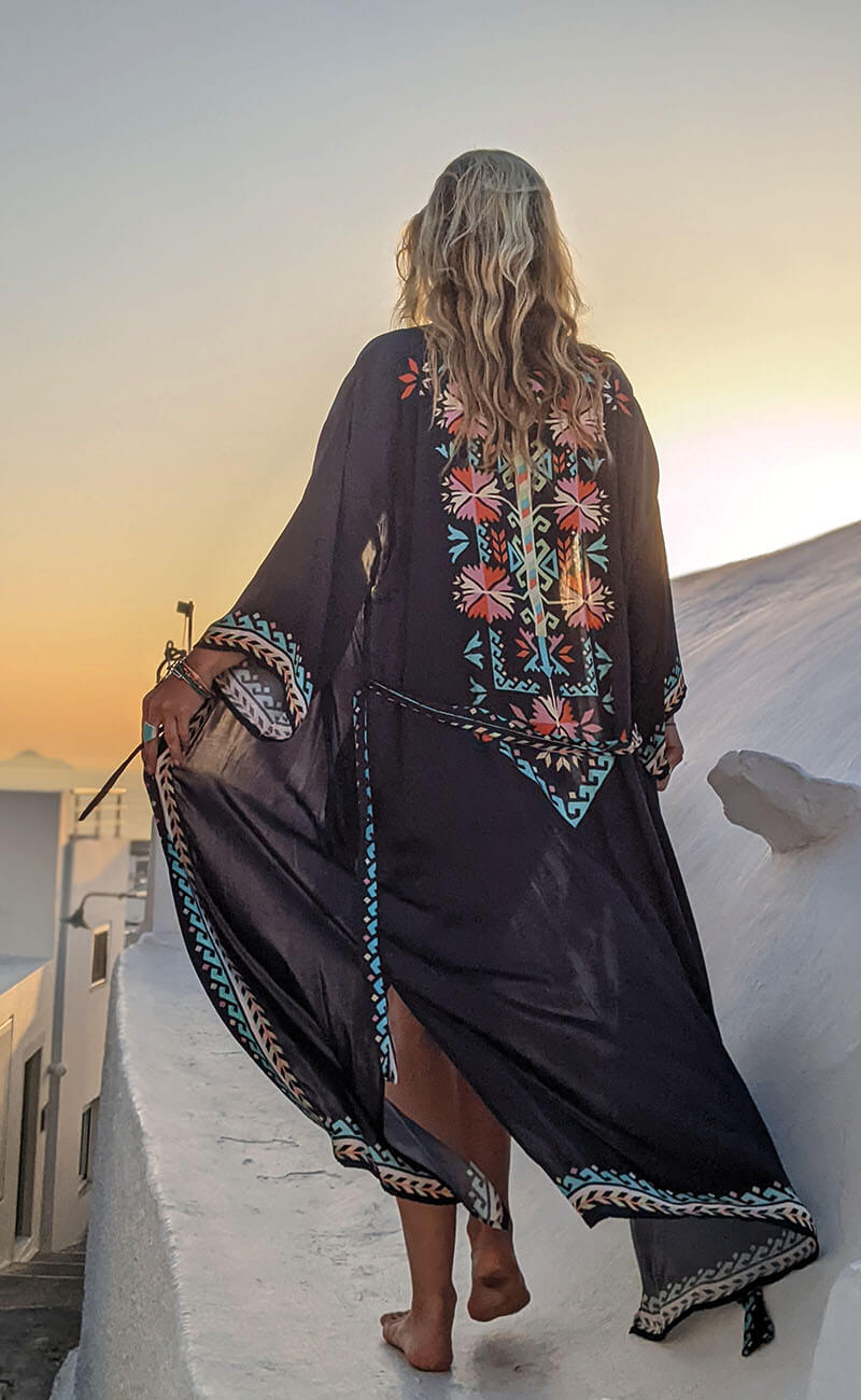 'Sanskara' Kimono Dressing GownBoho Black Verry Kerry Unique