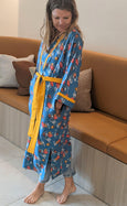 Teal Tulips Kimono Dressing Gown