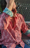 Fiji Watermelon Ikat Mens Collarless Shirt