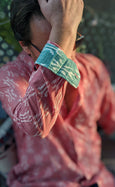 Fiji Watermelon Ikat Mens Collarless Shirt