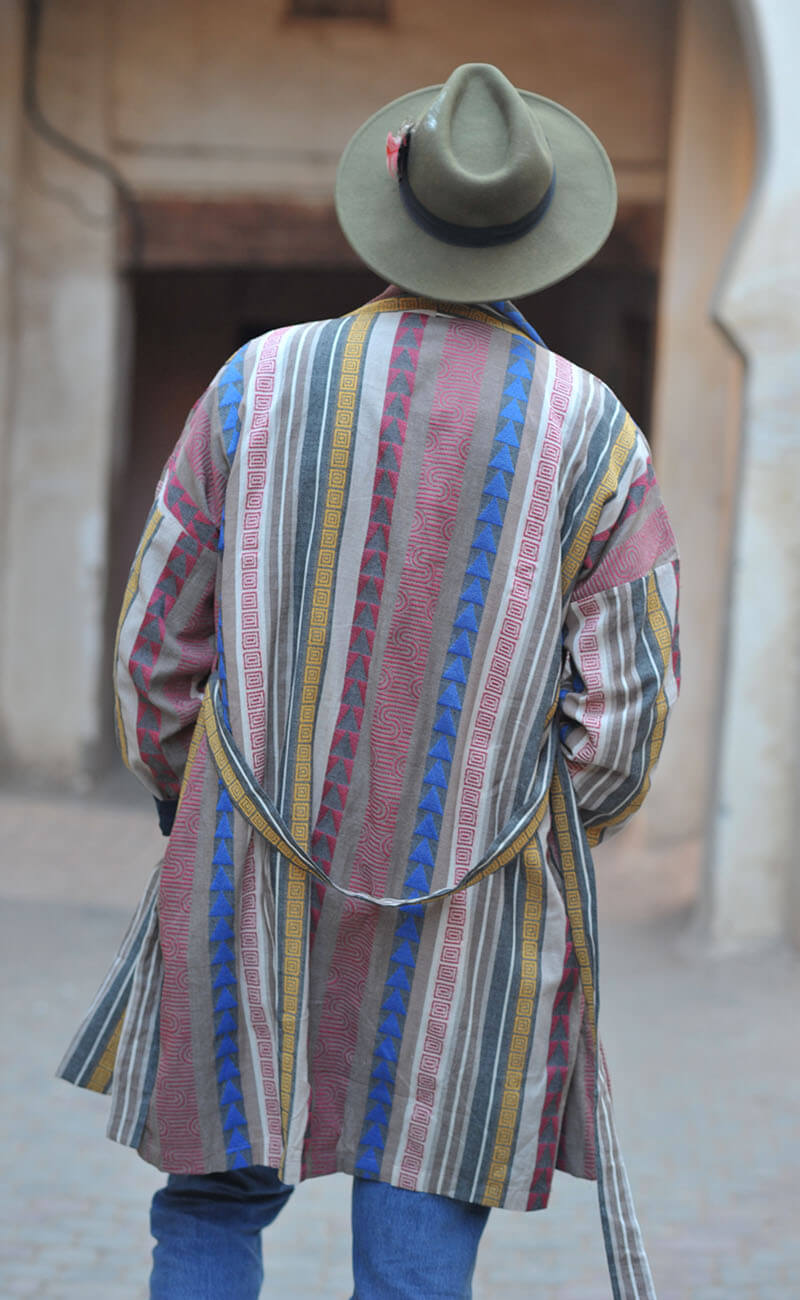 Zeus Stripe Organic Cotton Mens Dressing Gown Kimono – Verry Kerry