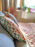 Bamboo Silk Reversible Quilted Throw Blanket/Cushion Set - Tunisia/Lava Lamp