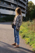 'Brass & Sapphire Feline' Oversized Blazer -Leopard Print Jacket -Reversible