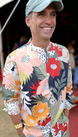 Hawaiian Flowers Elegant Bohemian Mens Shirt-Organic Cotton -Graphic Tropical Print Design