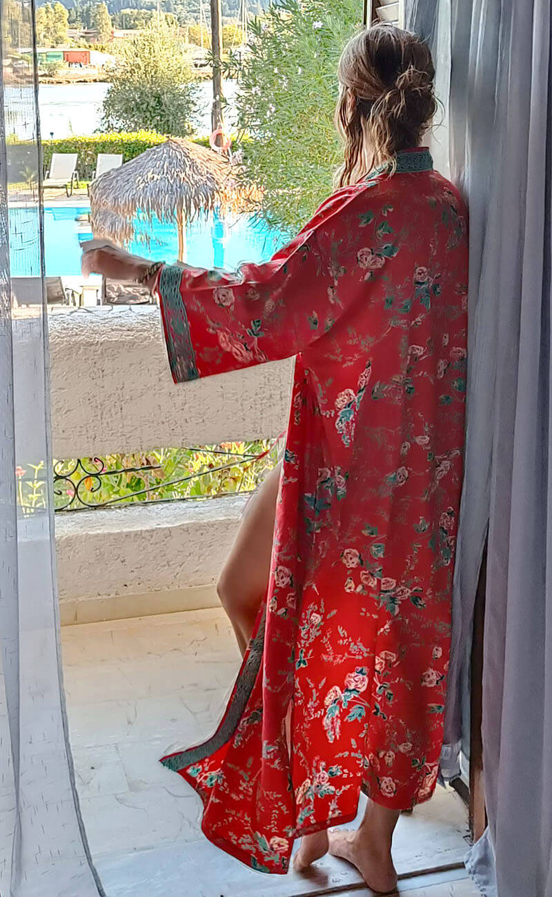 Parisian Rouge Organic Cotton Long Kimono