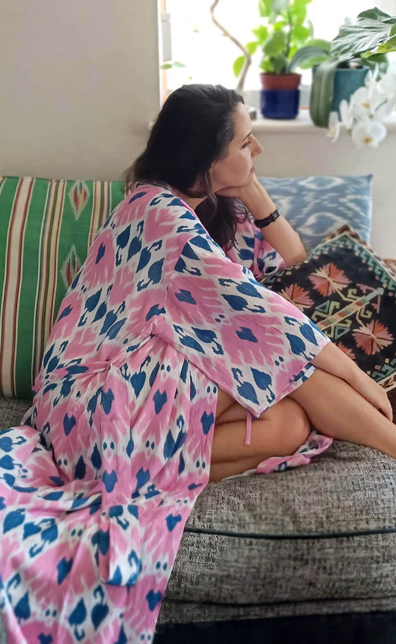 Pink Panther Long Kimono Dressing Gown Verry Kerry Unique Ethical