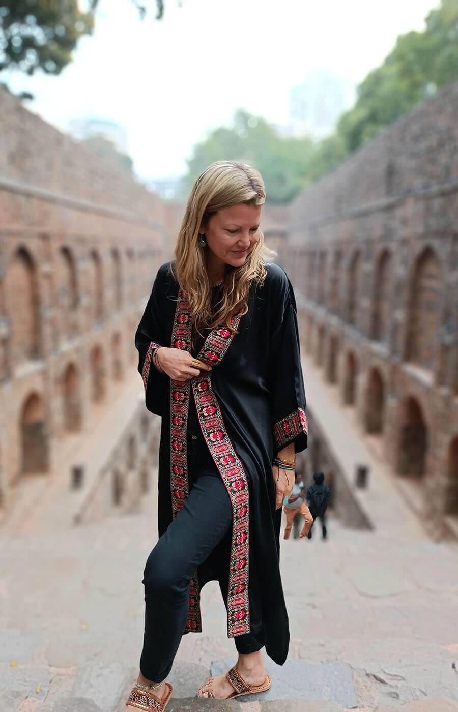 Rani Noir Embroidered Long Kimono Dressing Gown Verry Kerry Unique