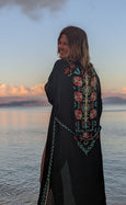 'Sanskara' Beach Kimono Dressing Gown-Boho Black