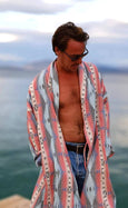 'Samos Sunsets' Organic Mens Kimono Dressing Gown Robe