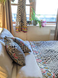 Bamboo Silk Reversible Quilted Throw Blanket/Cushion Set - Zambezi Sun/Lisbon