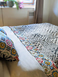 Bamboo Silk Reversible Quilted Throw Blanket/Cushion Set - Zambezi Sun/Lisbon